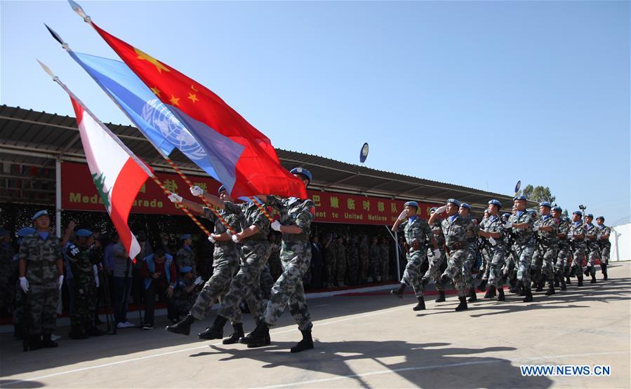 LEBANON-HANNIYAH VILLAGE-CHINESE PEACEKEEPERS-UN PEACE MEDAL OF HONOR-AWARDING