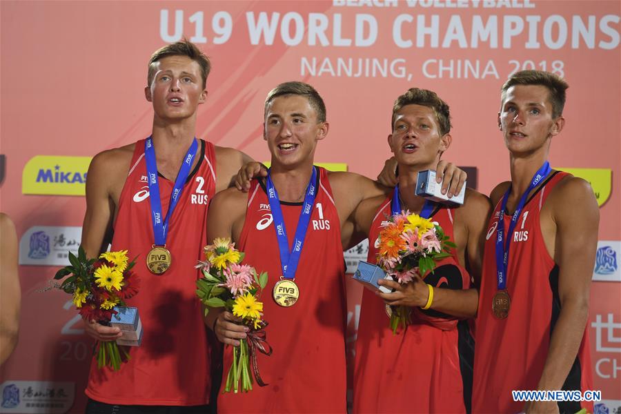 (SP)CHINA-NANJING-BEACH VOLLEYBALL-U19 WORLD CHAMPIONSHIPS-MEDAL CEREMONY (CN)