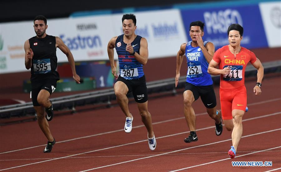 (SP)INDONESIA-JAKARTA-ASIAN GAMES-ATHLETICS-MEN'S 100M QUALIFICATION