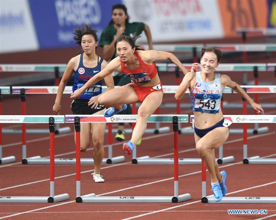 (SP)INDONESIA-JAKARTA-ASIAN GAMES-ATHLETICS-WOMEN'S 100M HURDLES QUALIFICATION