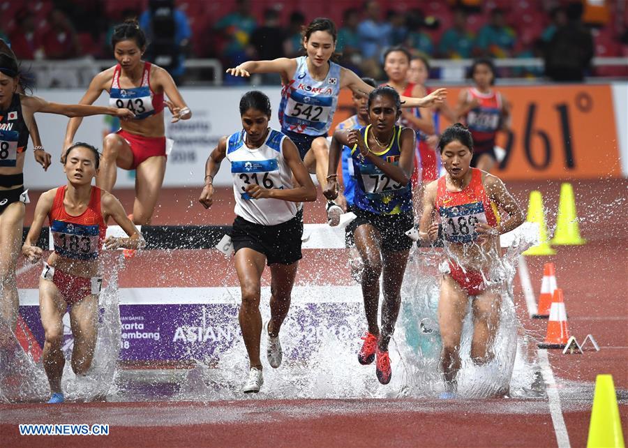 (SP)INDONESIA-JAKARTA-ASIAN GAMES-ATHLETICS-WOMEN'S 3000M STEEPLECHASE