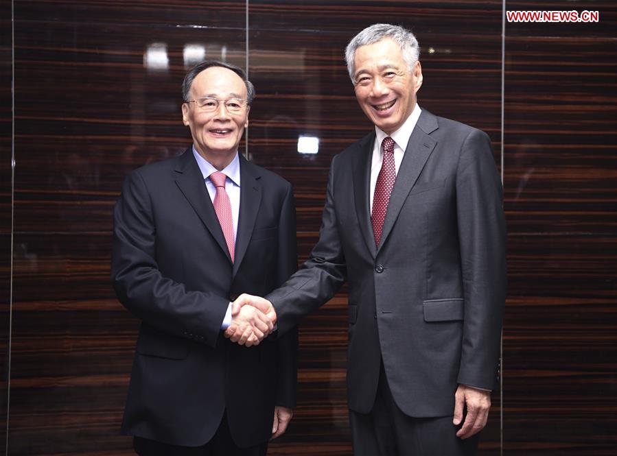 SINGAPORE-CHINA-WANG QISHAN-LEE HSIEN LOONG-MEETING