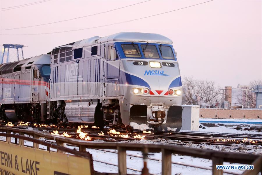 U.S.-CHICAGO-EXTREME COLD-TRAIN TRACK-FIRE