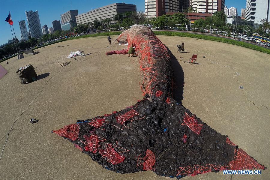 PHILIPPINES-PASAY CITY-WHALE-GARBAGE-ART INSTALLATION