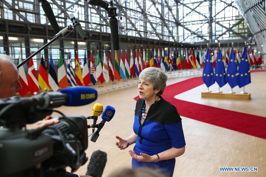 BELGIUM-BRUSSELS-EU-SUMMER SUMMIT-THERESA MAY