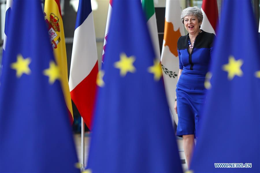 BELGIUM-BRUSSELS-EU-SUMMER SUMMIT-THERESA MAY