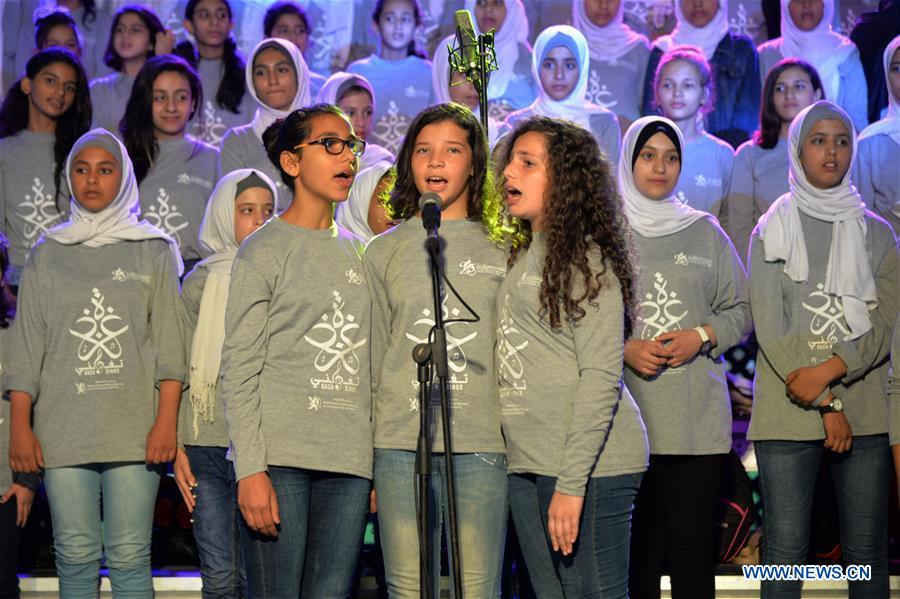 MIDEAST-GAZA-CHILDREN-MUSIC