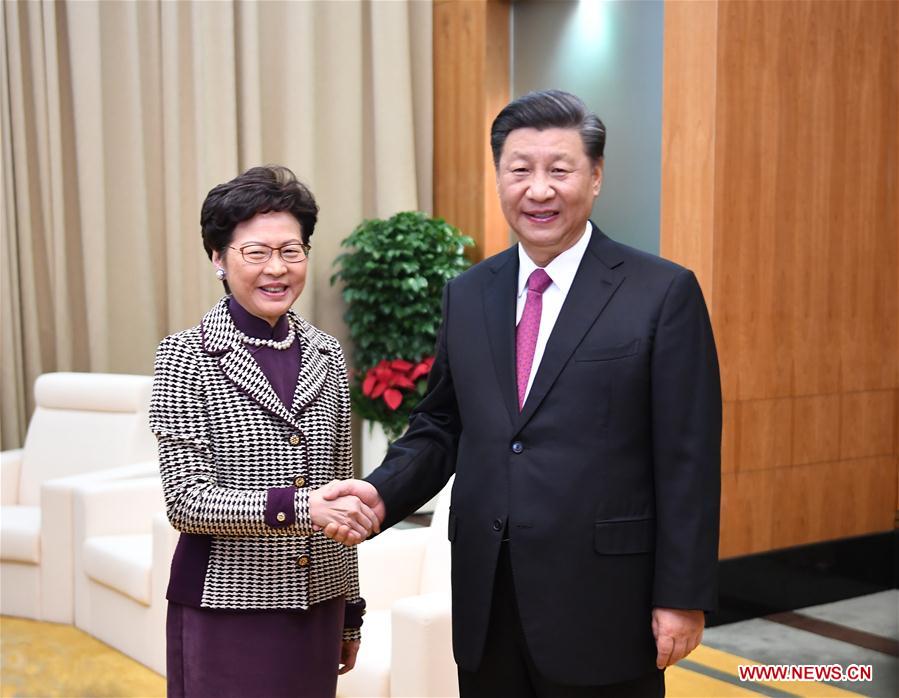 CHINA-MACAO-XI JINPING-CARRIE LAM-MEETING (CN)