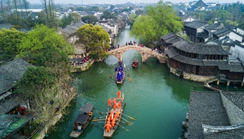 Boat competition held to celebrate Sanyuesan Festival in E China